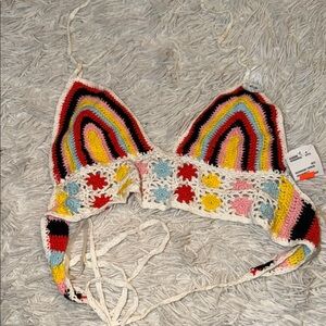 Forever 21 Multicolor Crochet Halter Top